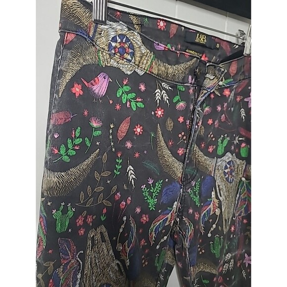 Lucky and Blessed Jeans Wide Leg Flare Size 8 Black Floral Boho Western Rodeo - Picture 5 of 12